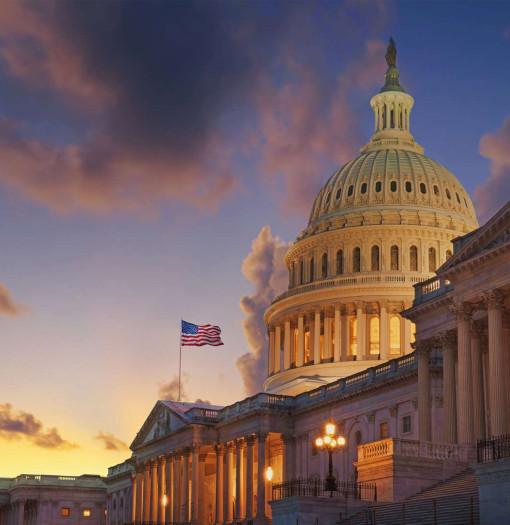 Homepage slider image US Capitol in the evening